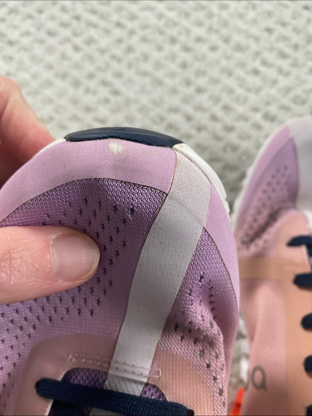 On Running Women’s Cloudflow Pink with Coral and Orange Sole and Navy Laces, W8 - Picture 5 of 10